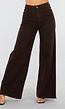 Bruine Wide Leg Jeans met Rafelige Zoom