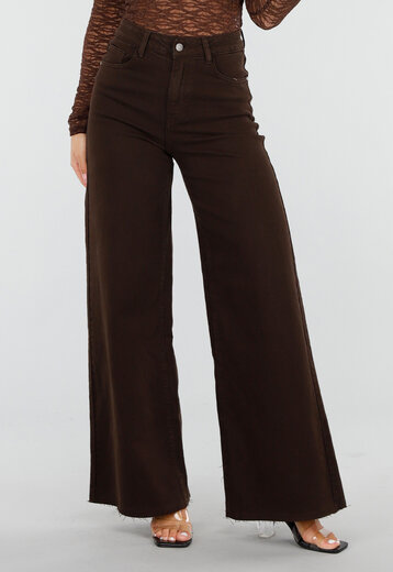 Redial Jeans  Denim Stretch Broek in Bruin met Wijde Pijpen