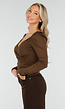 Bruine Top met Overslag en Lange Mouwen