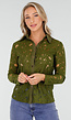 Groene Kanten Blouse met Lange Mouwen en Knoopsluiting