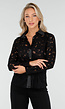 Zwarte Kanten Blouse met Satijnen Details en Lange Mouwen