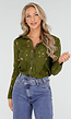 Groene Kanten Blouse met Lange Mouwen en Knoopsluiting