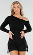 One Shoulder Stretch Top Zwart