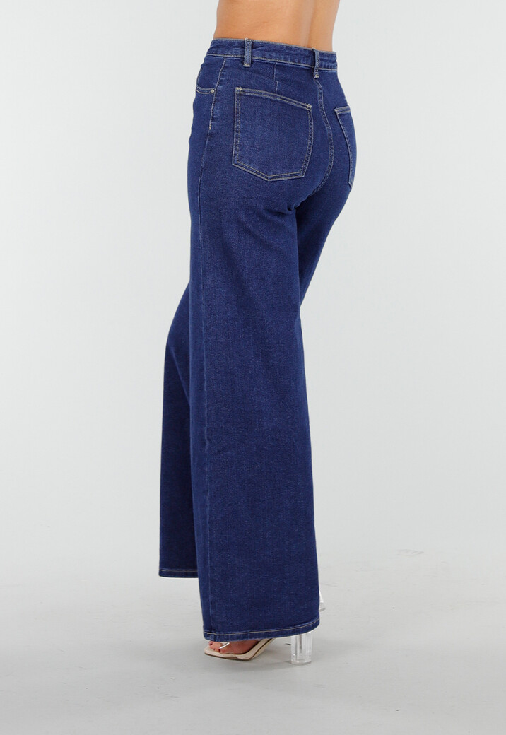 Hoge Taille Wide Leg Jeans in Blauw
