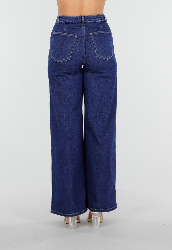 Hoge Taille Wide Leg Jeans in Blauw