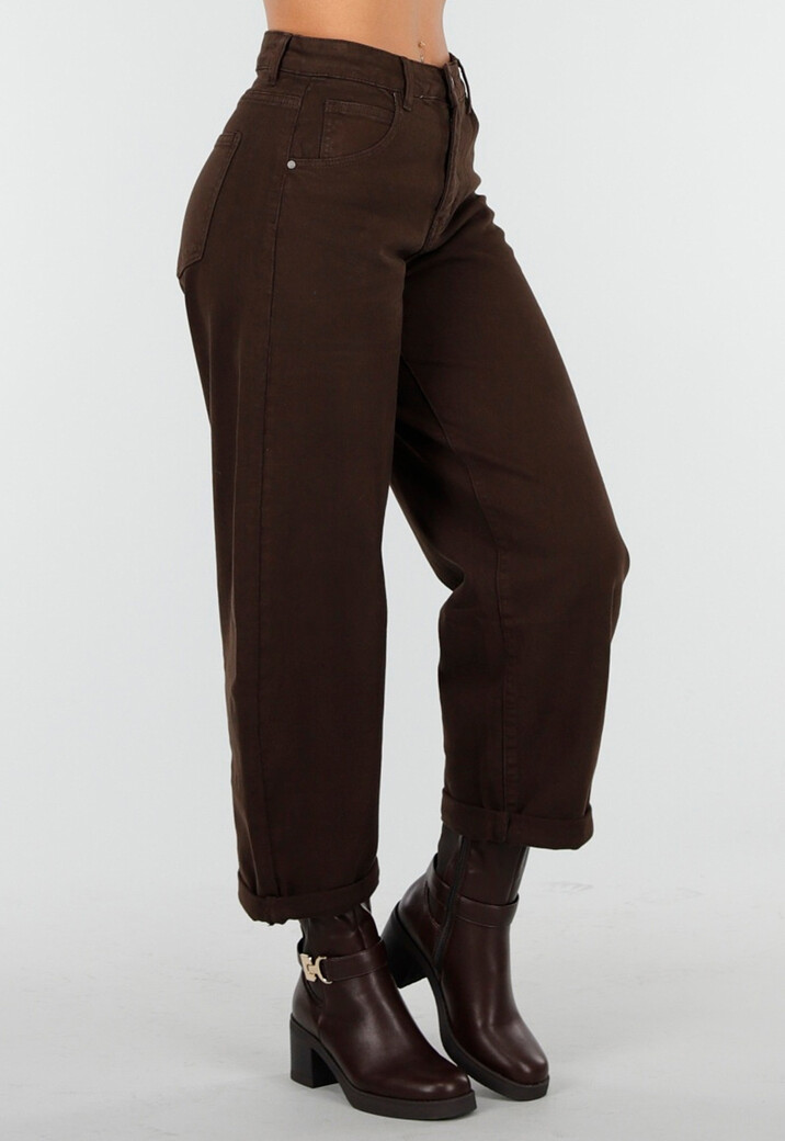 Bruine Balloon Jeans met Hoge Taille