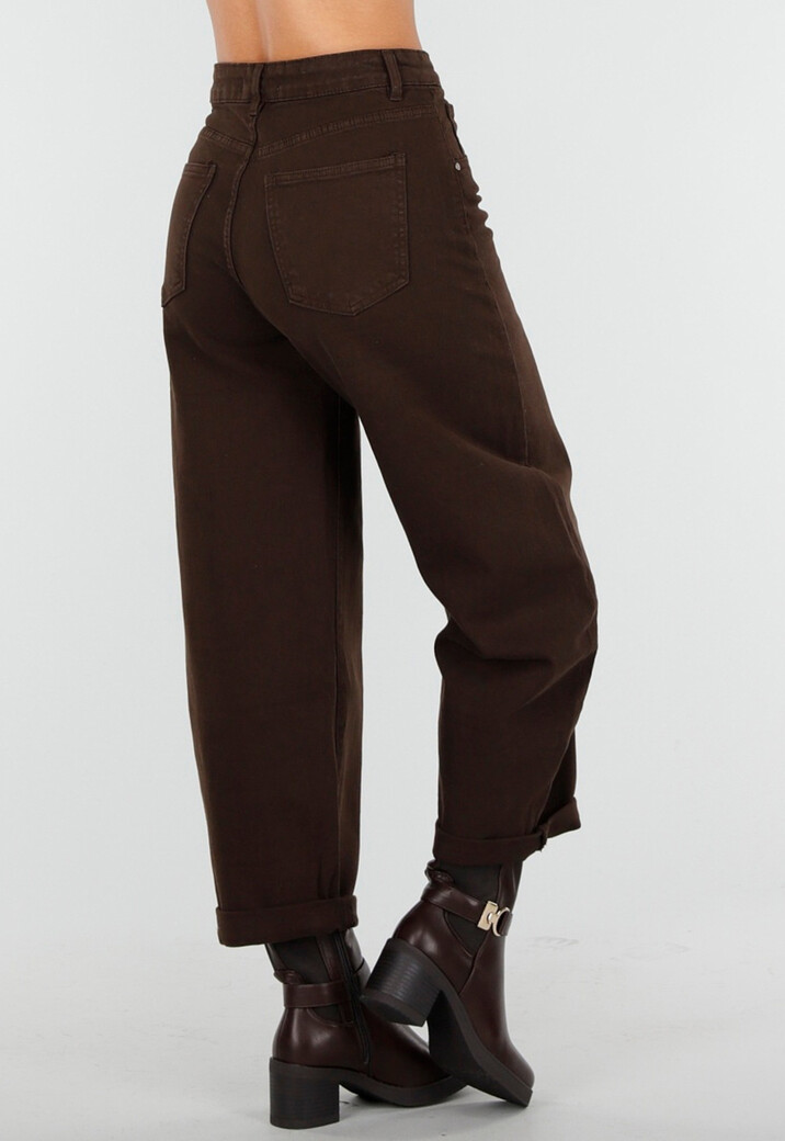 Bruine Balloon Jeans met Hoge Taille