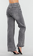 Grijze Wide Leg Jeans met Hoge Taille en Strass Details