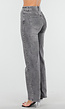 Grijze Wide Leg Jeans met Hoge Taille en Strass Details