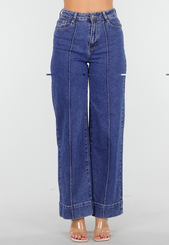 Blauwe Jeans met Stretch en Rechte Pijpen