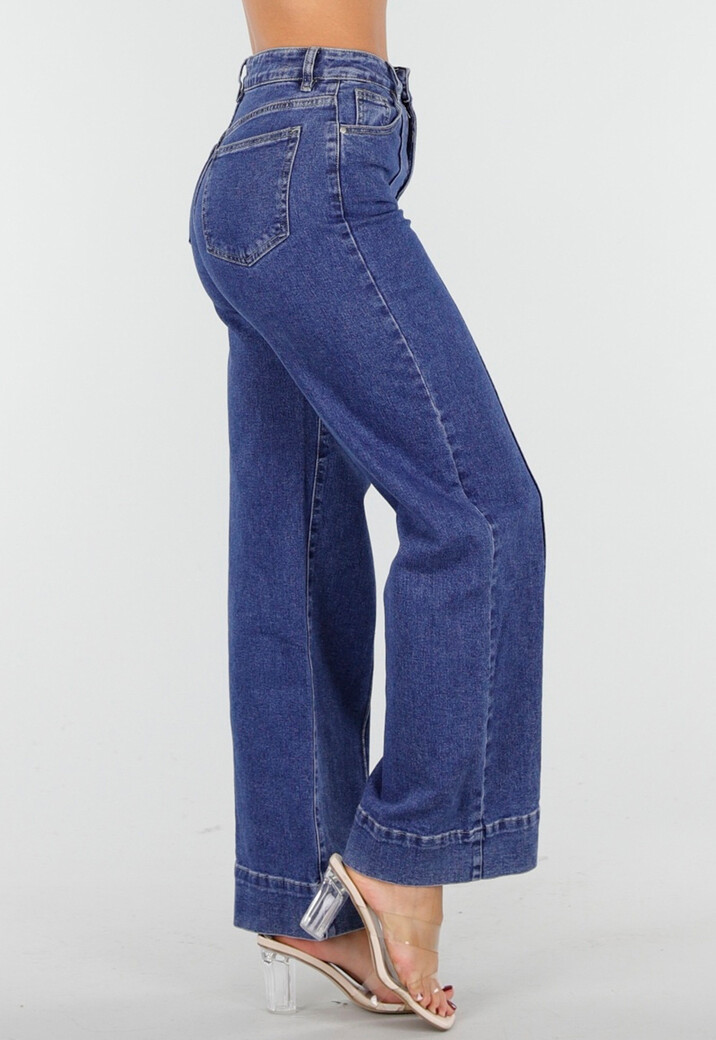 Blauwe Jeans met Stretch en Rechte Pijpen