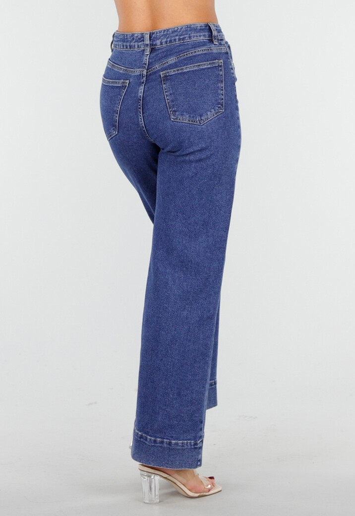 Blauwe Jeans met Stretch en Rechte Pijpen