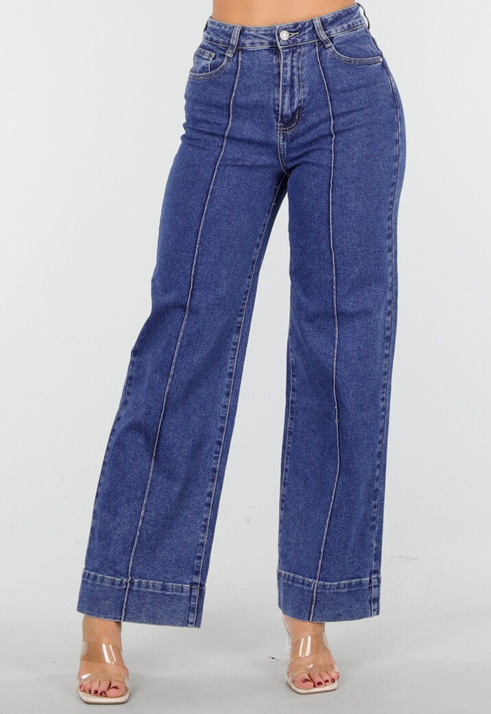 Blauwe Jeans met Stretch en Rechte Pijpen