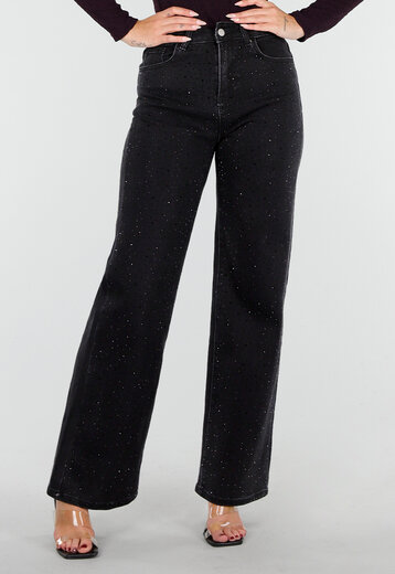 Stardust Fade Glitter Wide‑Leg Jeans