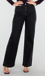Zwarte Wide Leg Stretch Jeans met Glitter