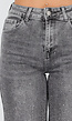 Grijze Wide Leg Jeans met Hoge Taille en Strass Details