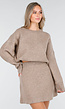 Beige Gebreide Co-ord Set met Trui en Rokje