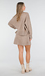 Beige Gebreide Co-ord Set met Trui en Rokje