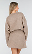 Beige Gebreide Co-ord Set met Trui en Rokje