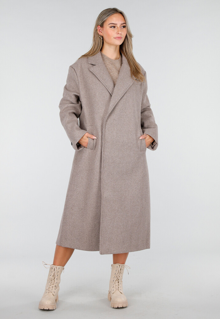 Beige Trenchcoat met Rechte Pasvorm