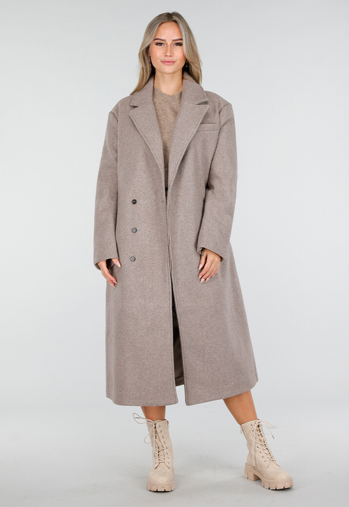 Beige Trenchcoat met Rechte Pasvorm