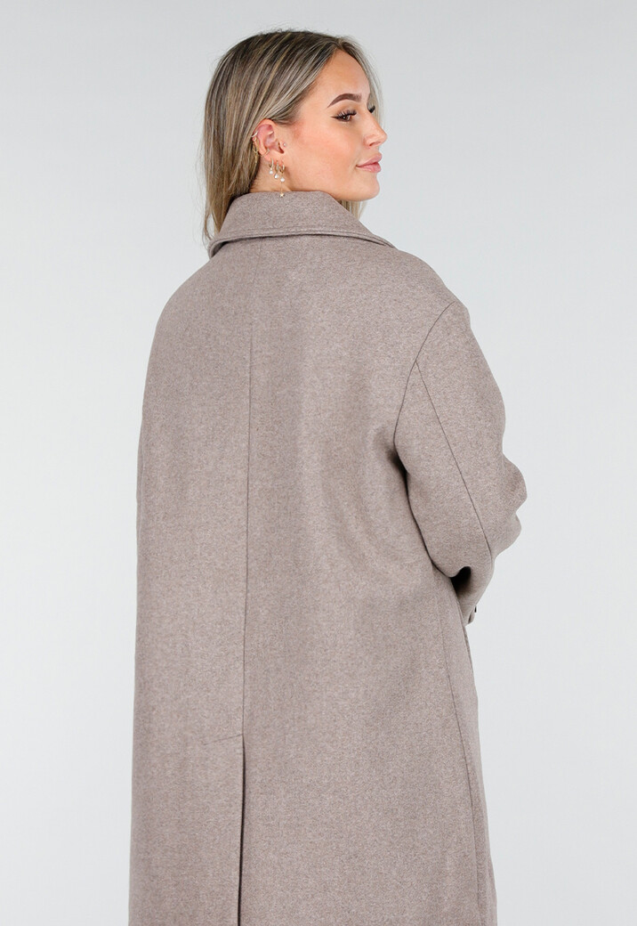 Beige Trenchcoat met Rechte Pasvorm