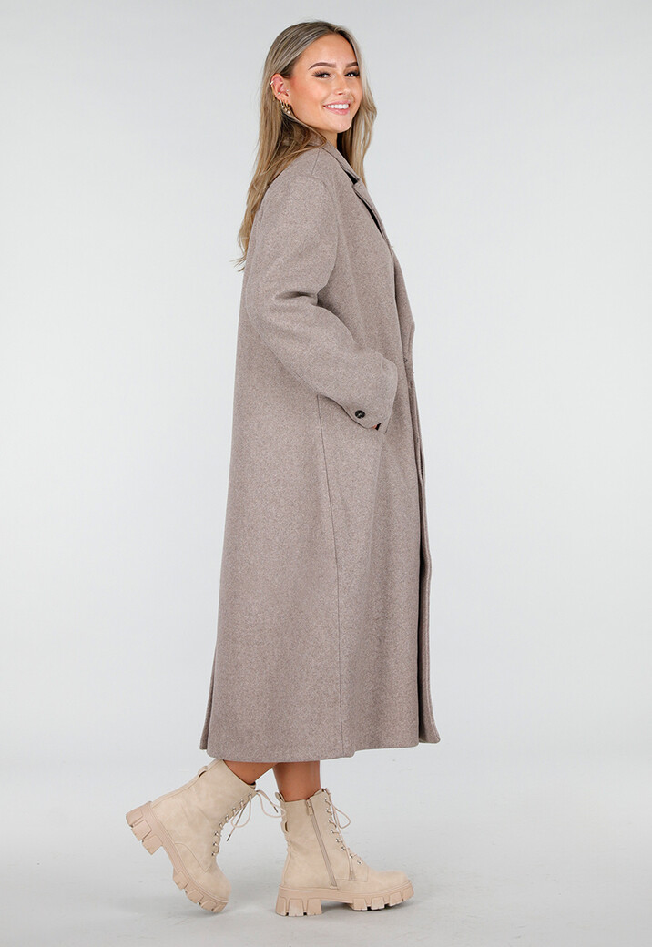 Beige Trenchcoat met Rechte Pasvorm