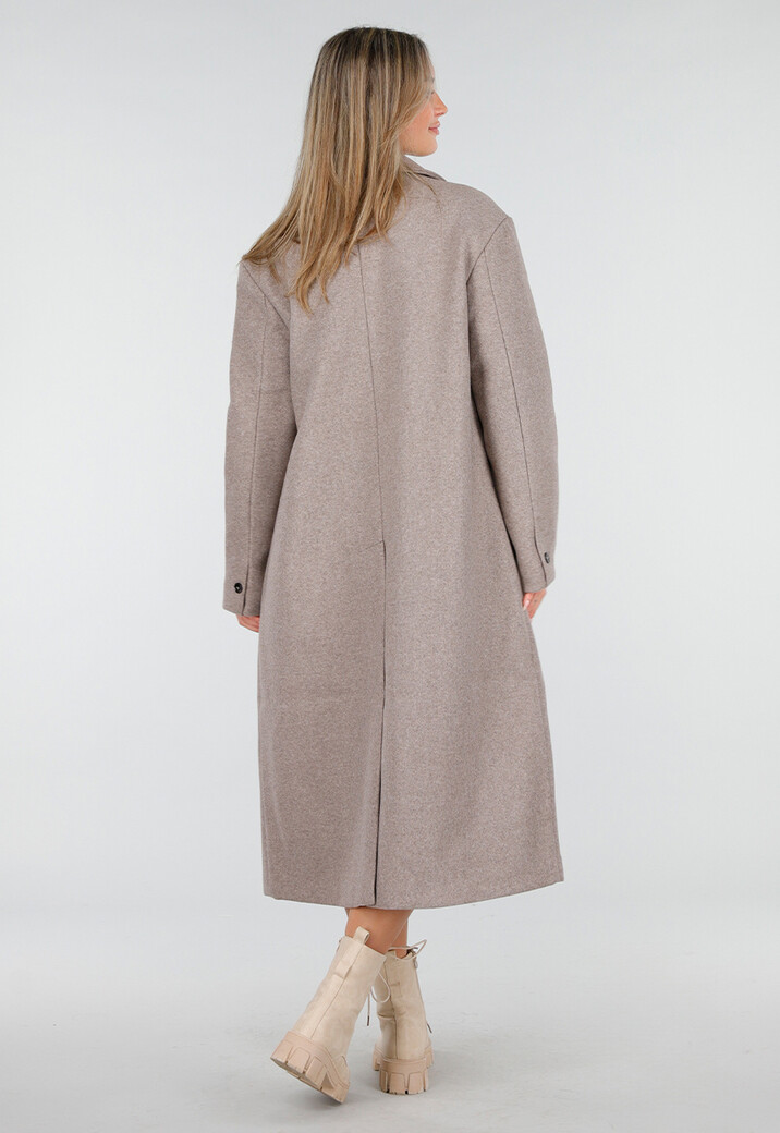 Beige Trenchcoat met Rechte Pasvorm