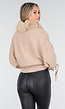 Camel Gebreide Cardigan met Faux Fur Kraag