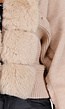 Camel Gebreide Cardigan met Faux Fur Kraag