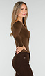 Bruine Top met Overslag en Lange Mouwen