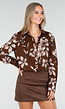 Bruine Blouse met Bloemenprint en Lange Mouwen
