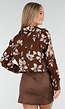 Bruine Blouse met Bloemenprint en Lange Mouwen
