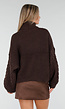 Donkerbruine Kabeltrui met Hoge Col en Lange Mouwen