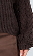 Donkerbruine Kabeltrui met Hoge Col en Lange Mouwen