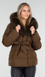 Bruine Pufferjas met Bontkraag en Ceintuur