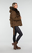 Bruine Pufferjas met Bontkraag en Ceintuur