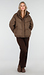 Bruine Puffer Jas met Hoge Kraag en Capuchon