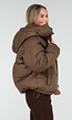 Bruine Puffer Jas met Hoge Kraag en Capuchon