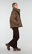 Bruine Puffer Jas met Hoge Kraag en Capuchon