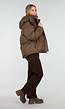 Bruine Puffer Jas met Hoge Kraag en Capuchon