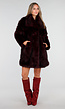 Donkerrode Faux Fur Jas met Brede Reverskraag