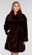 Donkerrode Faux Fur Jas met Brede Reverskraag