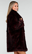 Donkerrode Faux Fur Jas met Brede Reverskraag