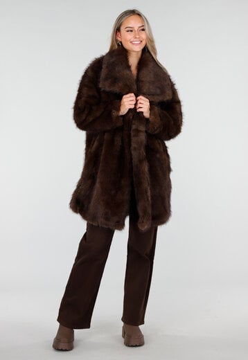 Faux Fur Jas Bruin