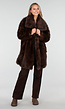 Bruine Faux Fur Jas met Brede Reverskraag