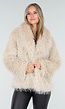 Beige Faux Fur Jas met Harige Textuur
