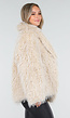 Beige Faux Fur Jas met Harige Textuur