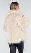 Beige Faux Fur Jas met Harige Textuur