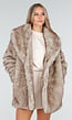 Beige Imitatiebont Jas met Ceintuur
